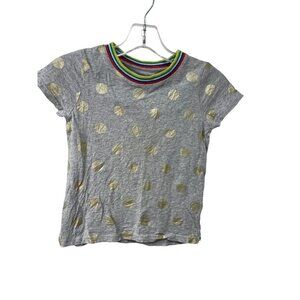 Mini Boden Polka Dots T-shirt Gray Gold Girl’s Size 5-6Y